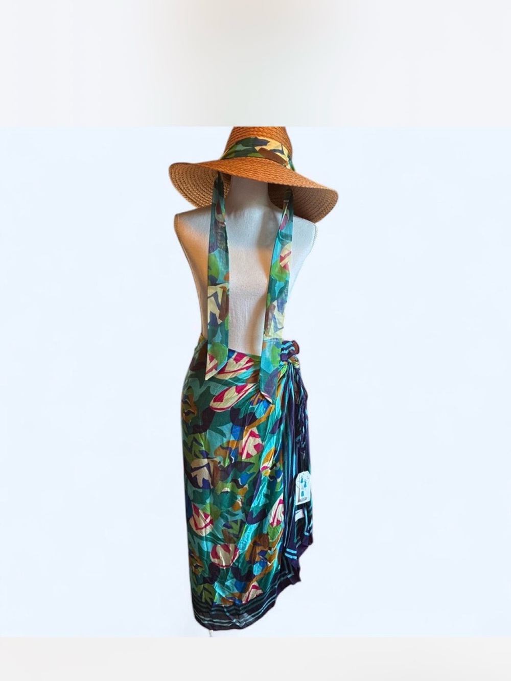 Time and Tru Woven Straw Hat in Burnt Orange and beach cover.